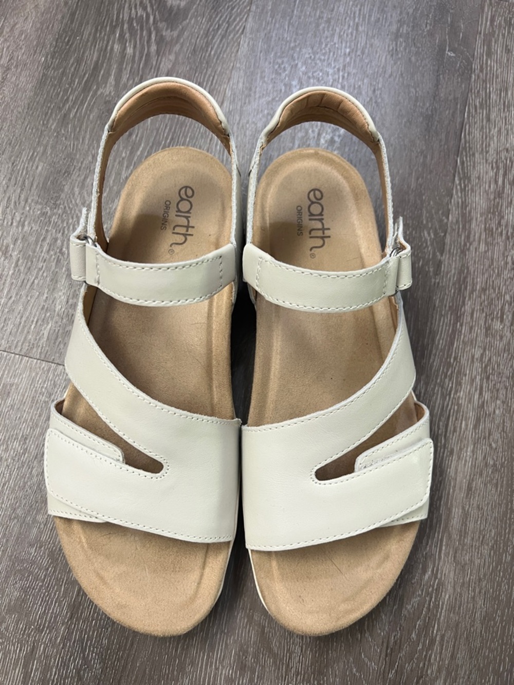 Earth Origins Cream Adjustable Slingback Comfort Sandals